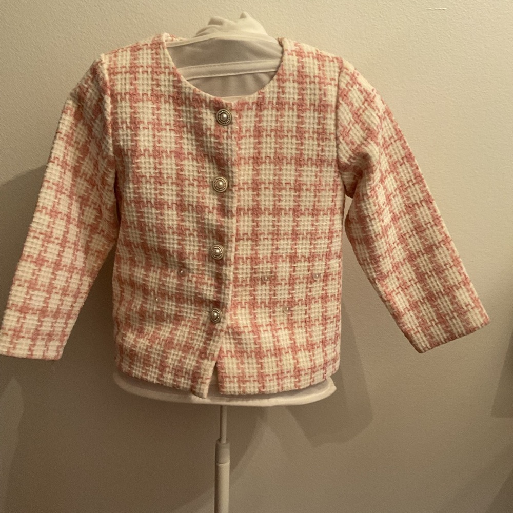 Doe a Deer Girls Pink Tweed Jacket – Size 5 (New, Never Worn)